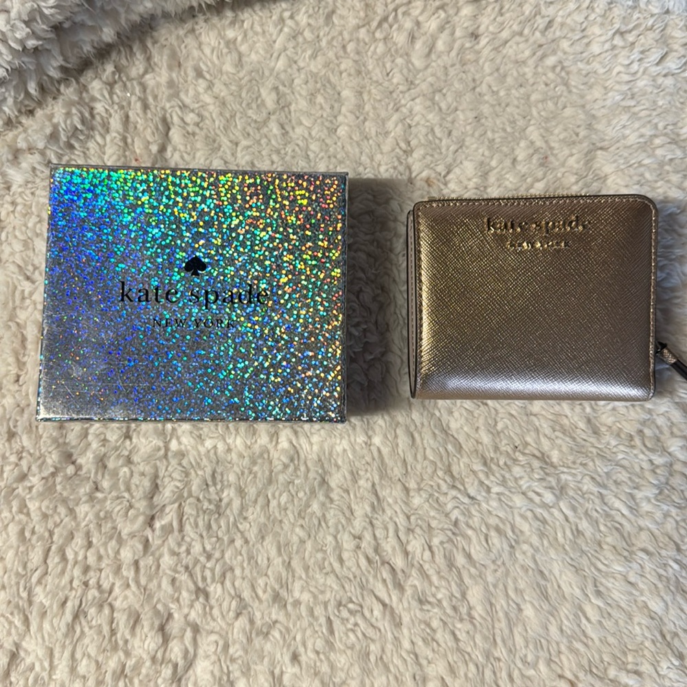 Kate spade New York metallic l-zip bifold wallet
